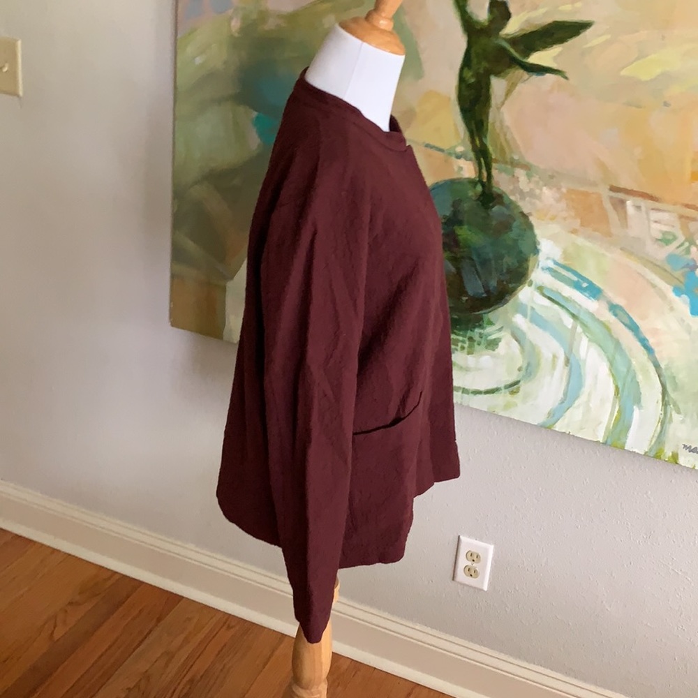 Eileen Fisher Burgundy Textured Open-Front Jacket - Picture 14 of 16